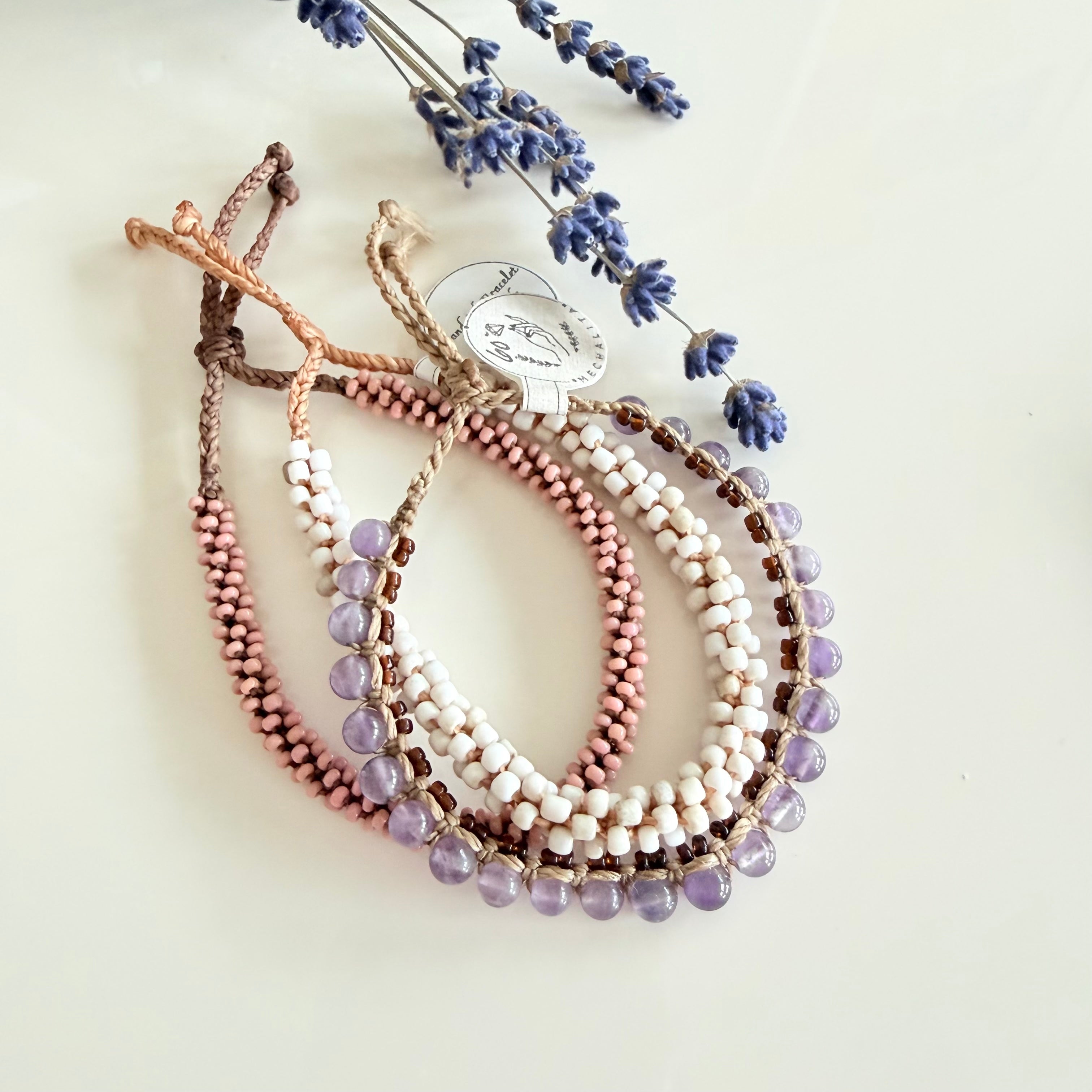 Handmade bracelets with lavender