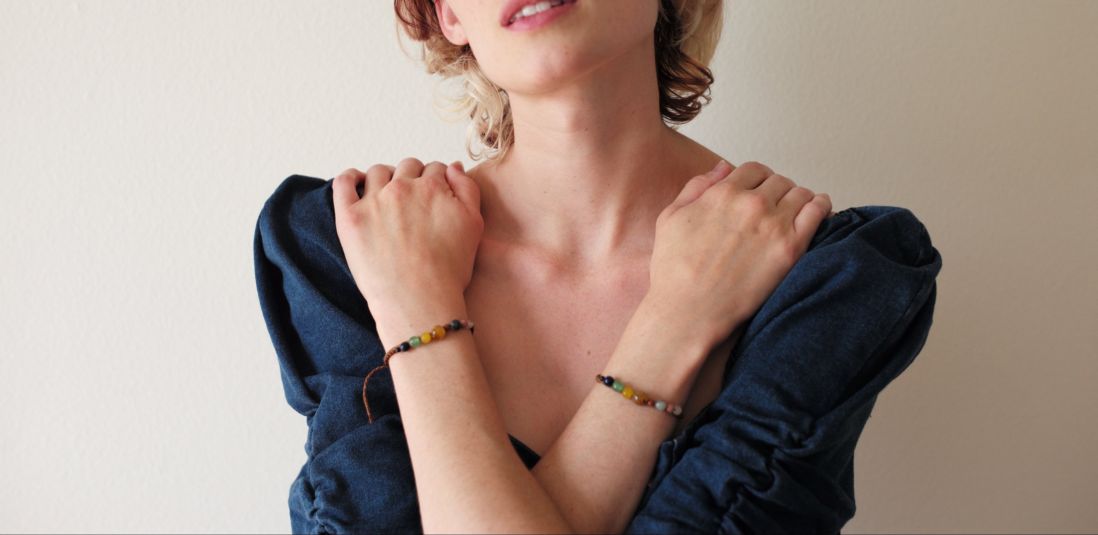 Model with bracelets - denim